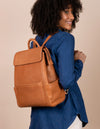 Jean Backpack in Wild Oak Soft Grain. Leather - Female model image