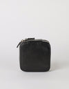 Black classic leather Jewelry Box. Square shape. Back product image