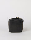 Black classic leather Jewelry Box. Square shape. Front product image