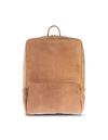 Camel Leather backpack. Front product image.