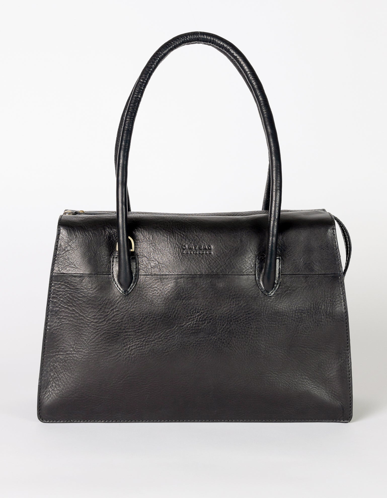 Kate Black Stromboli Leather Crossbody Shoulder Bag with Large Straps by O My Bag. Front Product Image