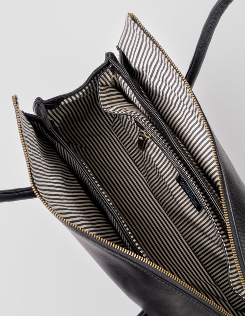 Kate Black Stromboli Leather Crossbody Shoulder Bag by O My Bag. Inside Product Image
