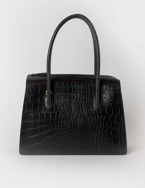 Kate Bag in Black Croco Print - Front product image.