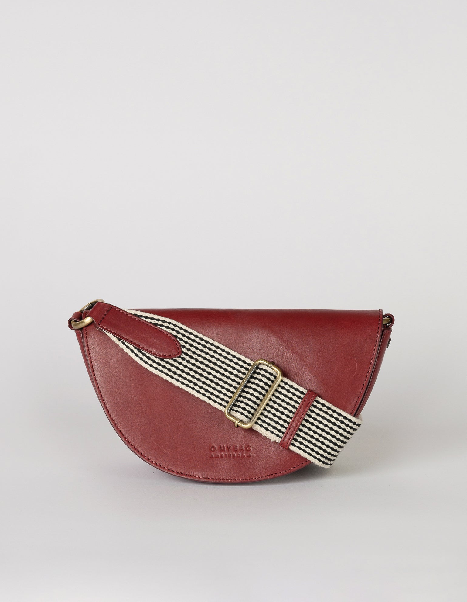 Laura Bag in Ruby Classic Leather ft. Checkered Webbing Strap - Front product image
