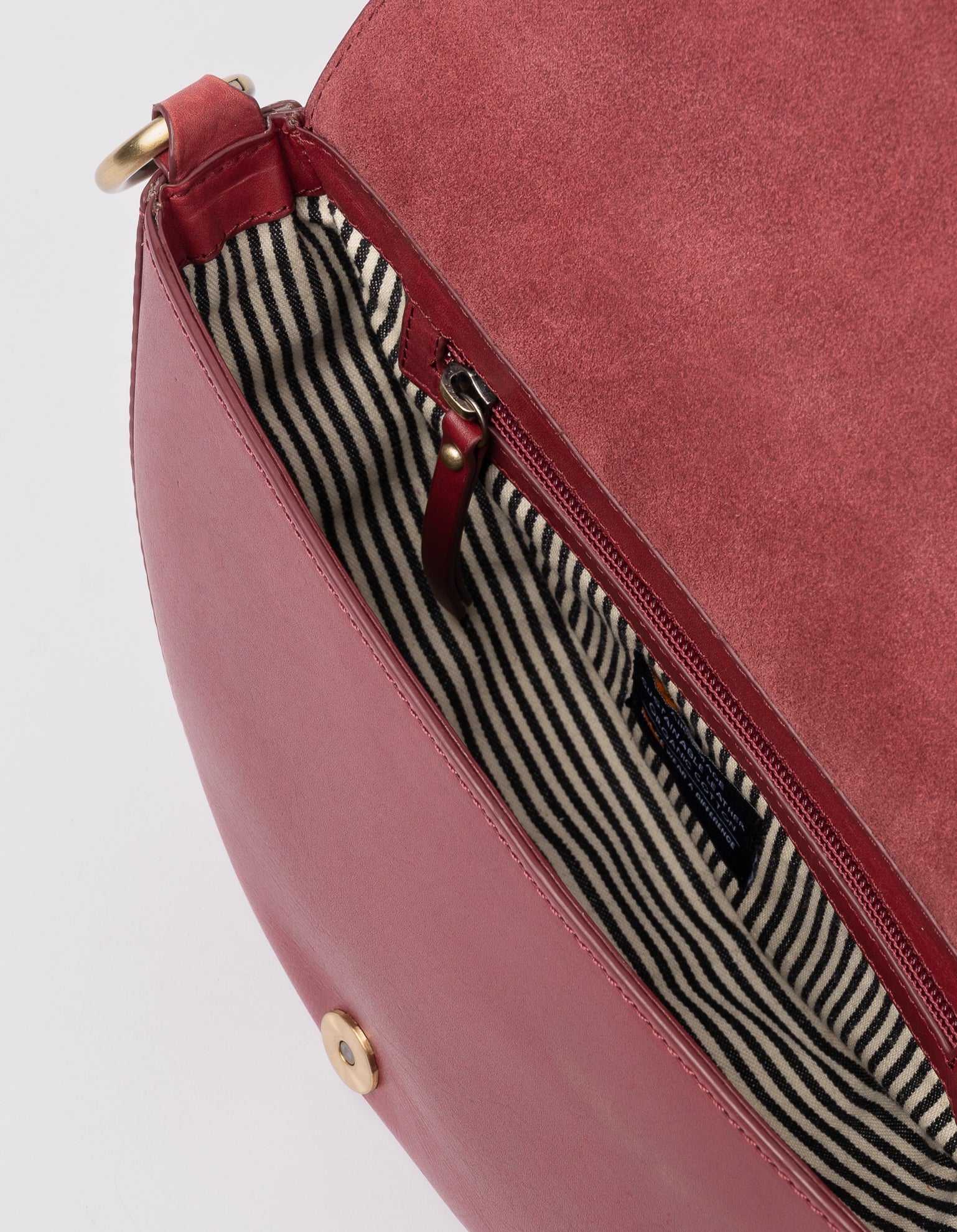 Laura Bag in Ruby Classic Leather ft. Checkered Webbing Strap - Inside product image