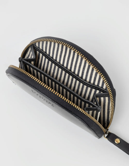 Laura coin purse - black apple leather. Inside product image.
