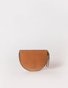 Laura coin purse cognac apple leather. Front product image.
