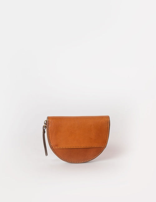 Laura Coin Purse in Cognac Classic Leather. Back product image.