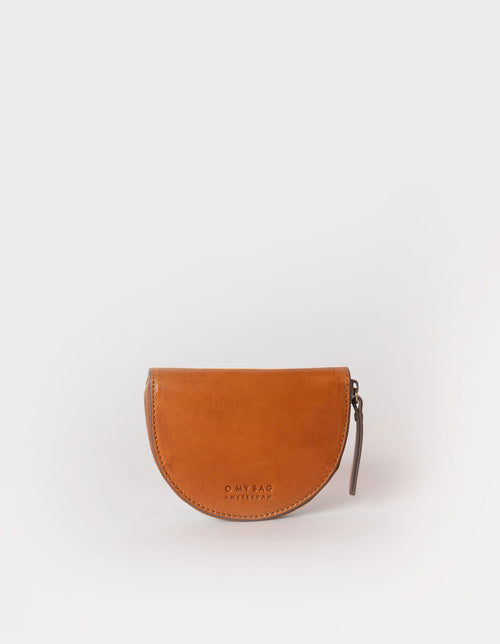 Laura Coin Purse in Cognac Classic Leather. Front product image.