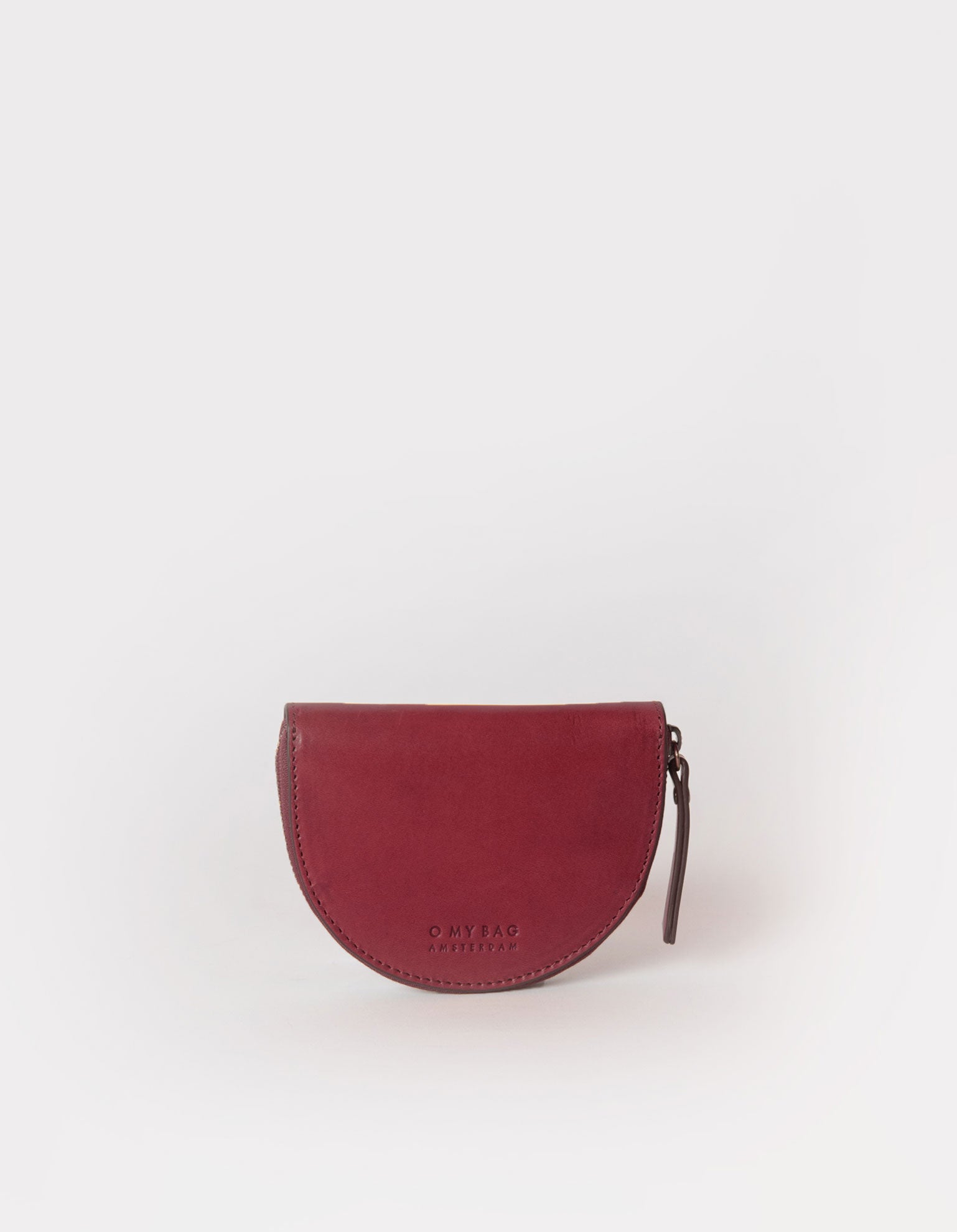 Laura Coin Purse in Ruby Classic Leather. Front product image.