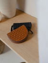 Laura coin purses in cognac and black classic woven leather
