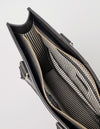 Mila Long Handle Black Classic Leather. Large rectangular shopper for women. Inside product image.