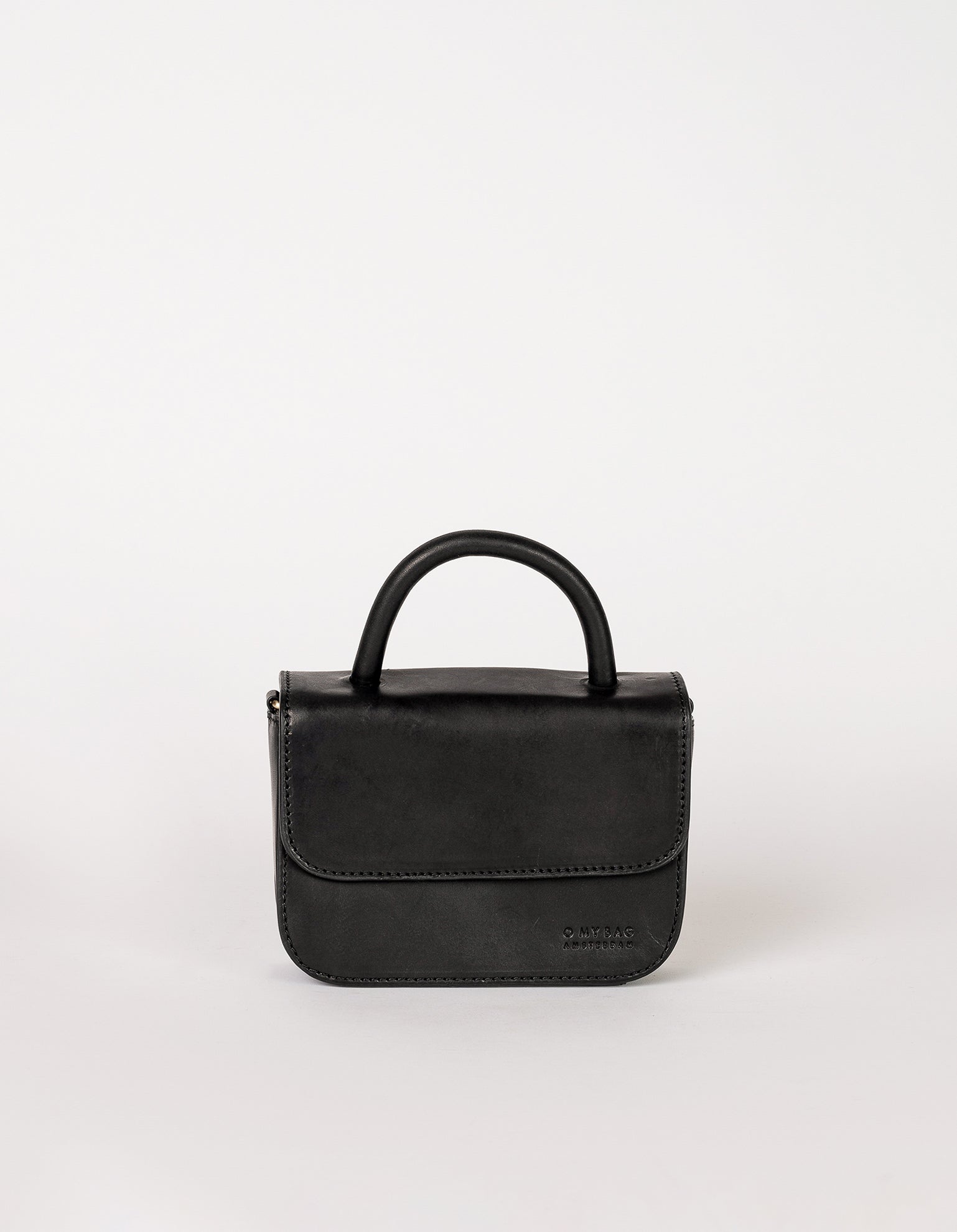 Nano Bag Black Classic Leather Front Product Image.