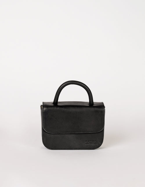 Nano Bag Black Classic Leather Front Product Image.