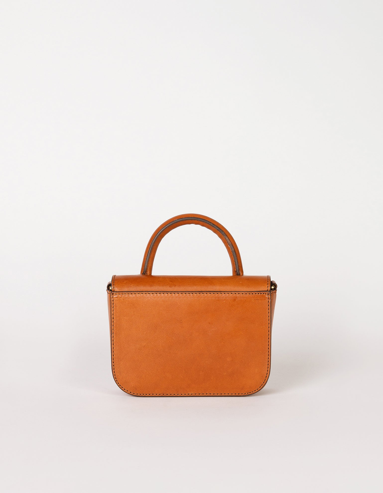 Nano Bag Cognac Classic Leather. Small clutch handbag, party bag. Back product image.