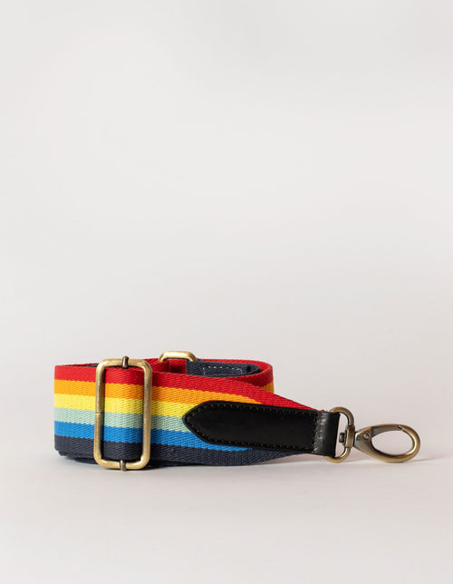 Rainbow Webbing Strap - Multi & Black Classic Leather