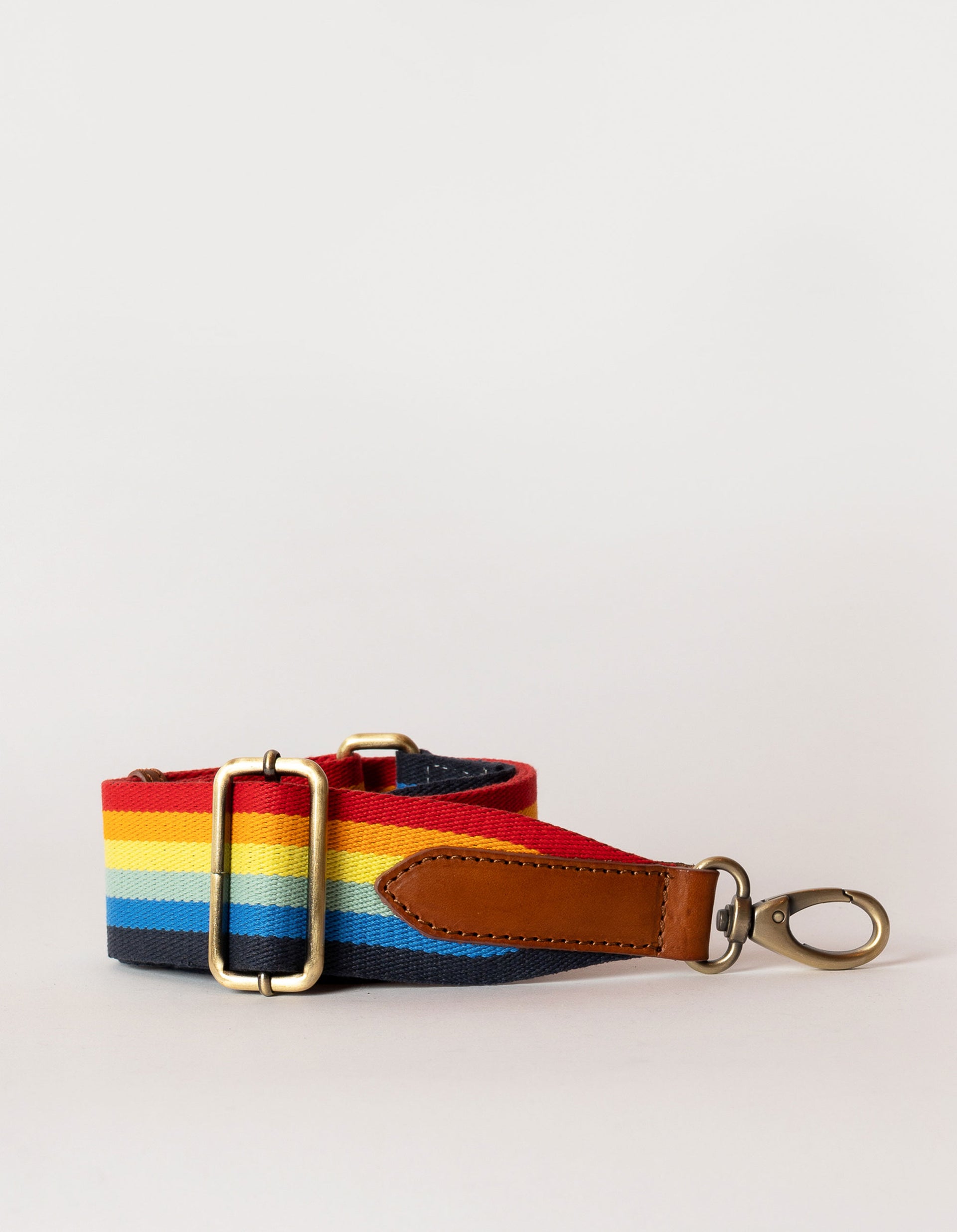 Rainbow Webbing Strap - Multi & Cognac Classic Leather
