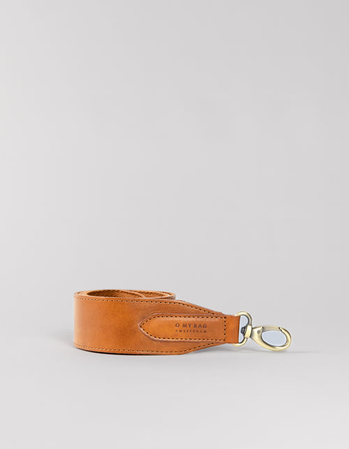 Reversible cross body strap - cognac classic leather - image of strap rolled