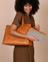 Sam Shopper - Cognac Classic Leather - Female product image with cotton purse