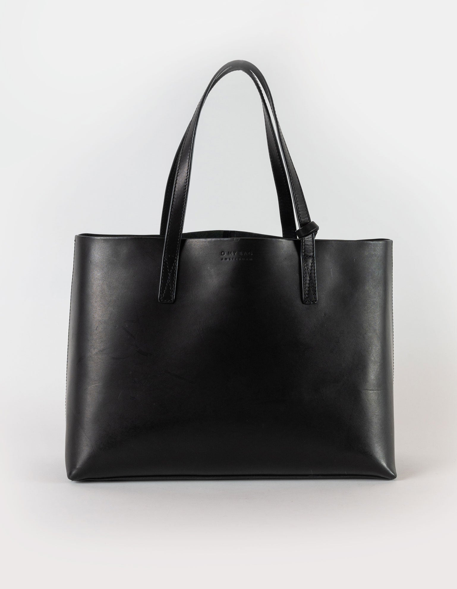 Tote black leather handbag sale