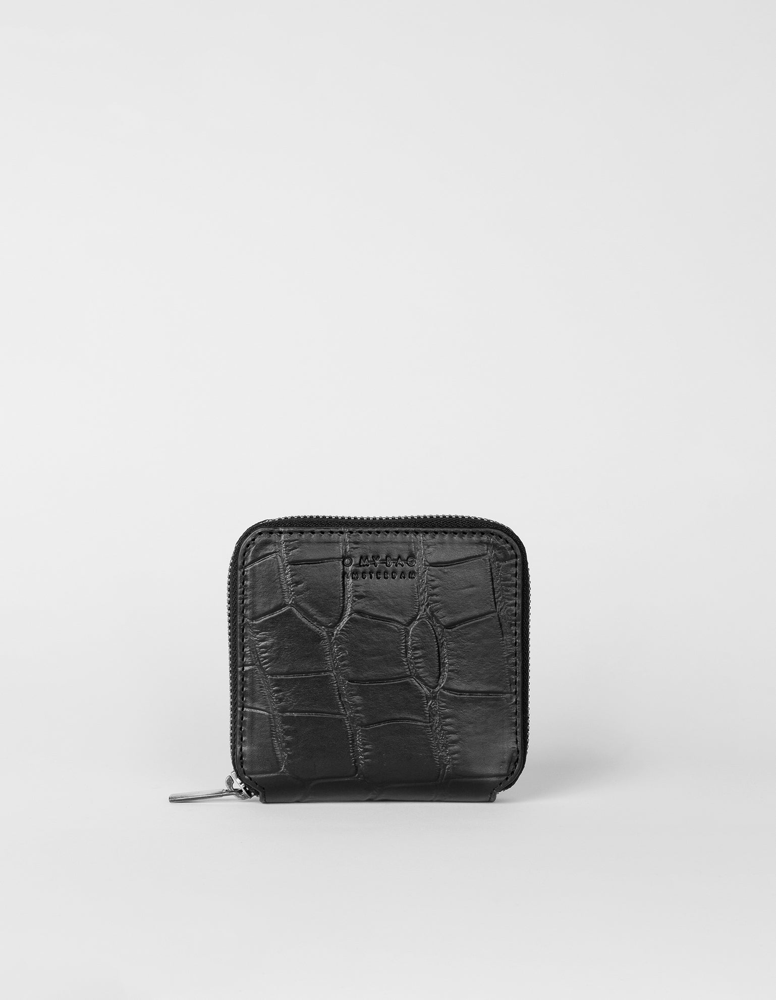 Sonny Square Wallet Black Classic Croco Leather. Front image