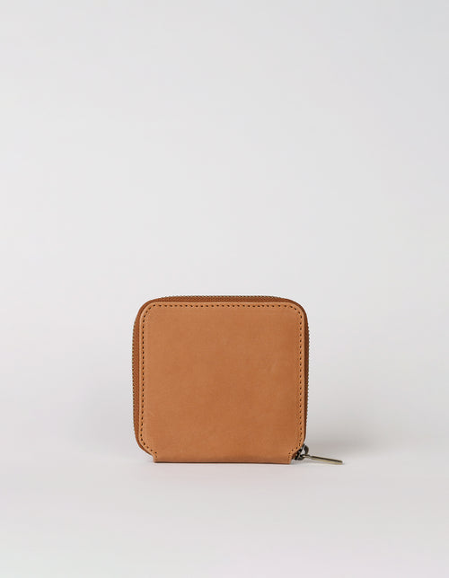 Sonny Square Wallet Camel Hunter Leather. Back product image.