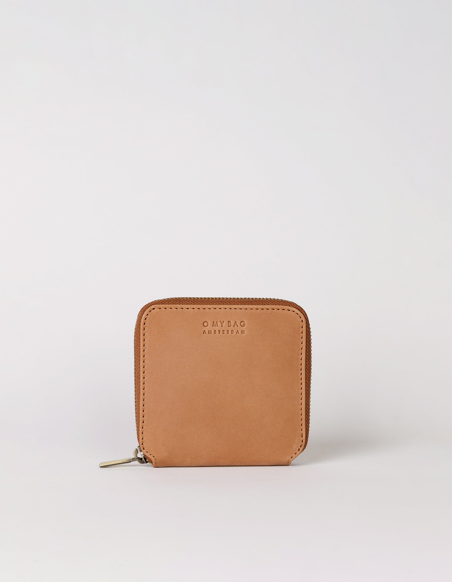 Sonny Square Wallet Camel Hunter Leather. Front product image