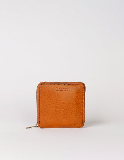Sonny Square Wallet Cognac Stromboli Leather. Front product picture