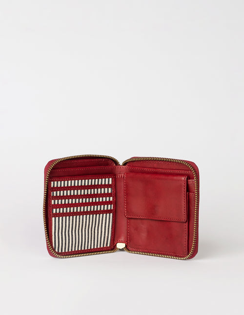 Sonny Square Wallet Ruby Classic Leather. Inside product image.