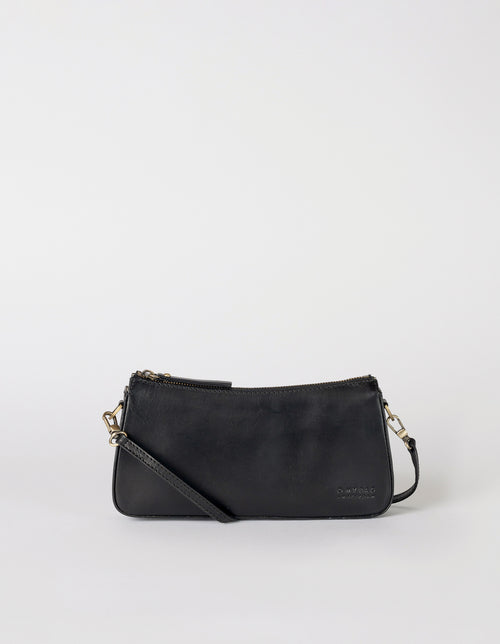 Taylor baguette bag in black classic leather - with short strap product image