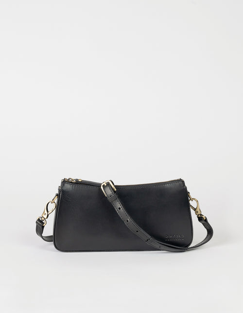 Taylor baguette bag in black classic leather - with adjustable long strap product image