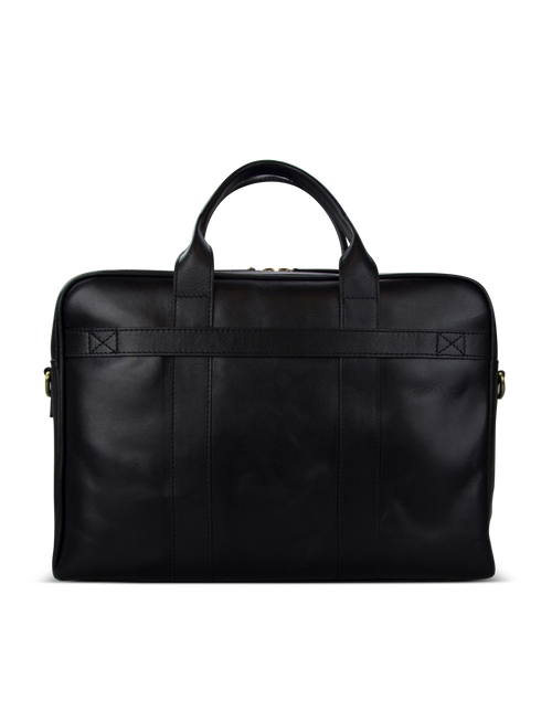 Black Leather business bag. Back product image.