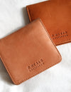Alex's Fold-over Wallet Classic Leather cognac colour. Medium size, square shaped wallet, lifestyle image