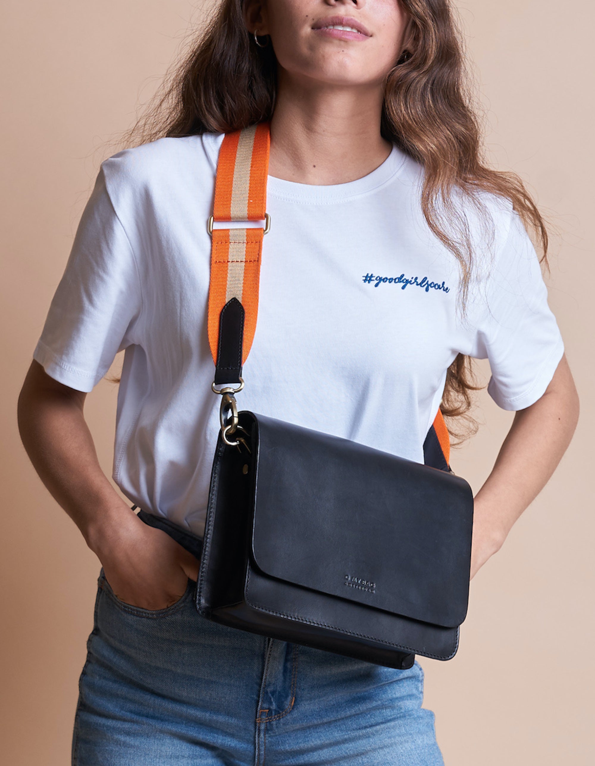 Webbed strap outlet crossbody bag