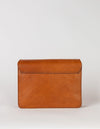 Audrey crossbody bag in cognac classic leather. Back product image.