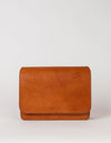 Audrey crossbody bag in cognac classic leather. Front product image.