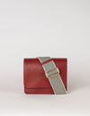 Audrey mini ruby classic leather with checkered webbing strap - front product image