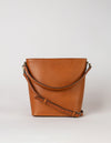 Bobbi Bucket Bag Maxi Cognac Classic Leather Front Product Image with both straps
