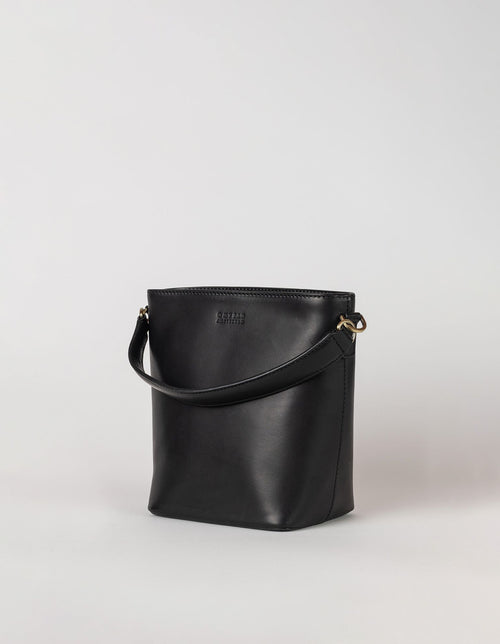 Small Black Bucket bag. Removable straps. Side product image