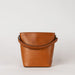 Small Cognac Bucket bag. Removable short strap. Front product image