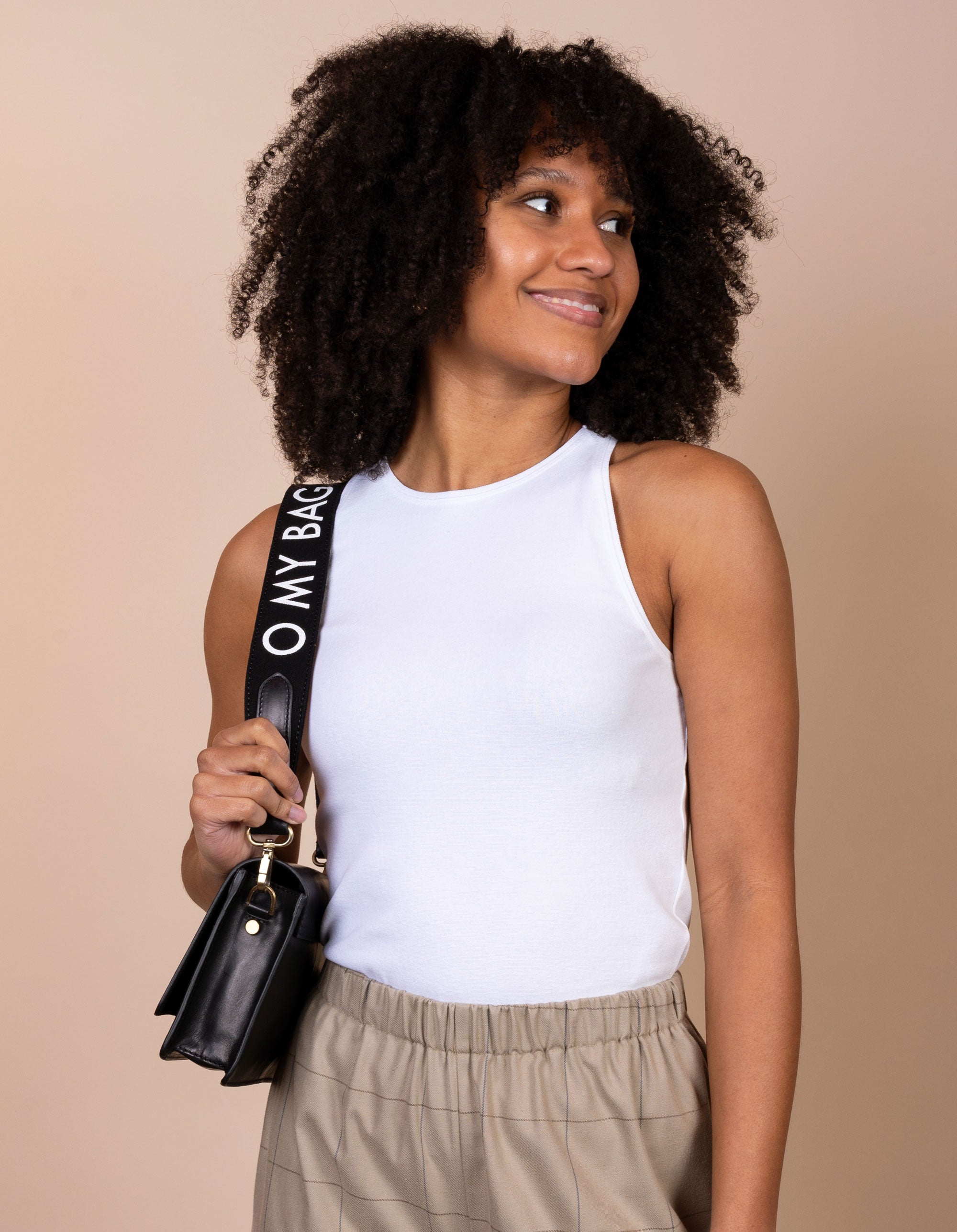 Shoulder Canvas Logo Strap Black Black Classic Leather