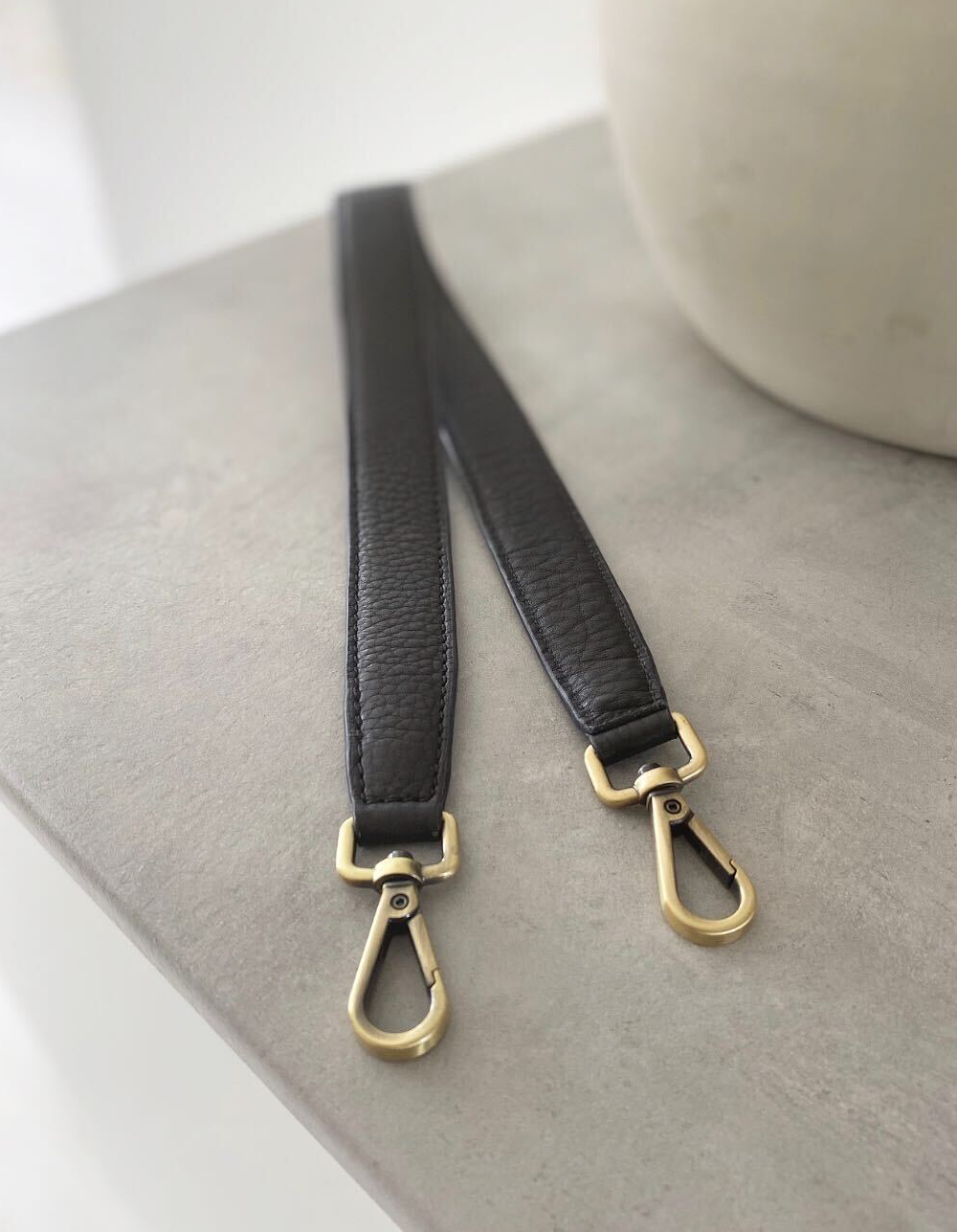 Shoulder Strap Black Soft Grain Leather