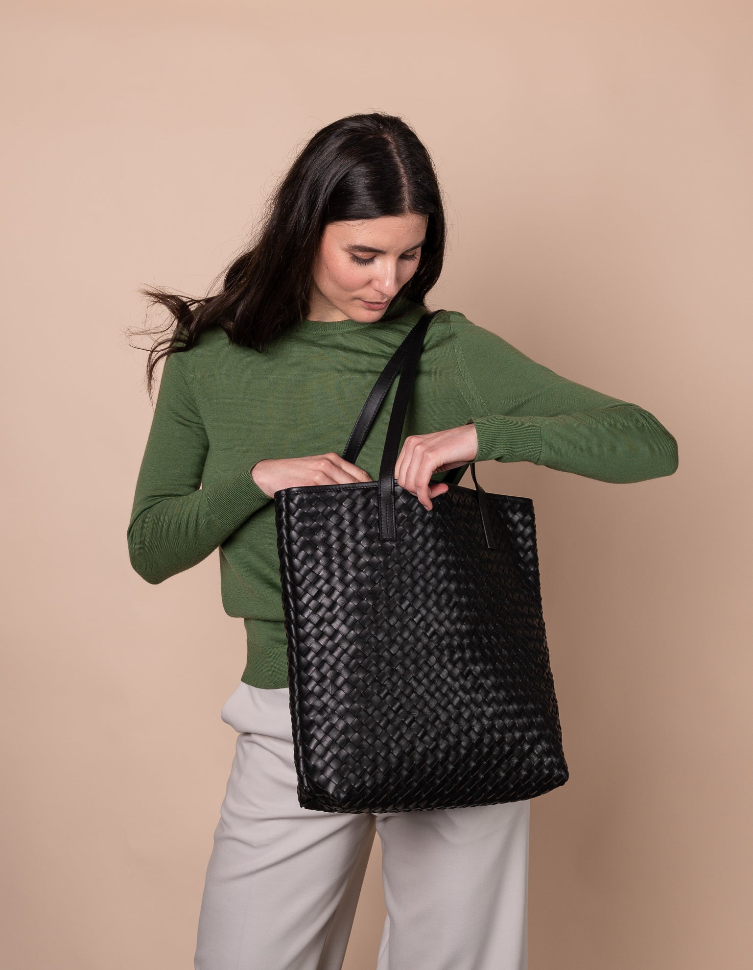 Georgia Black Woven Classic Leather