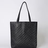 Georgia tote in black woven leather, front view