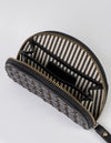 Laura coin purse in black woven leather - inside image