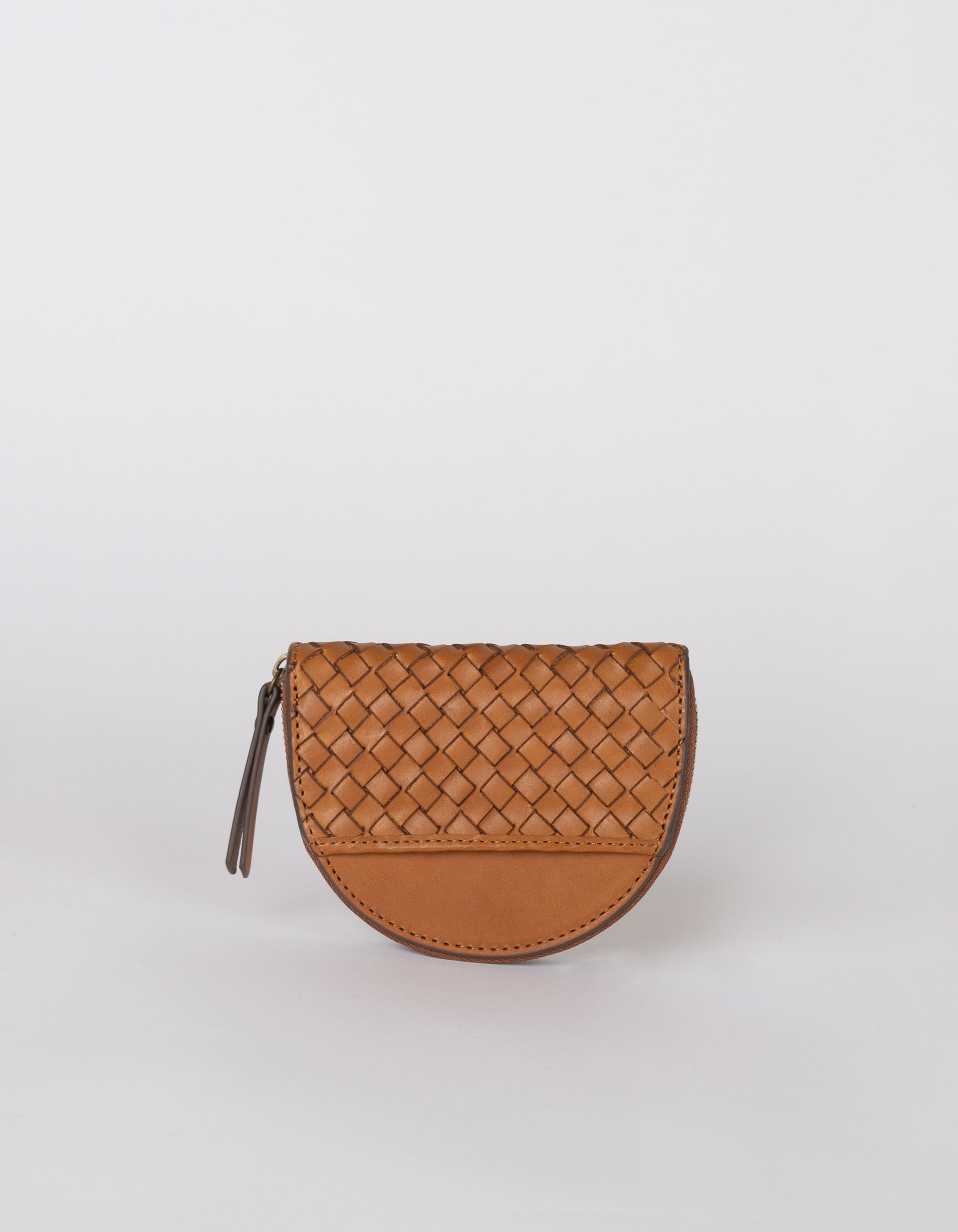 Laura Coin Purse Cognac Woven Classic Leather1