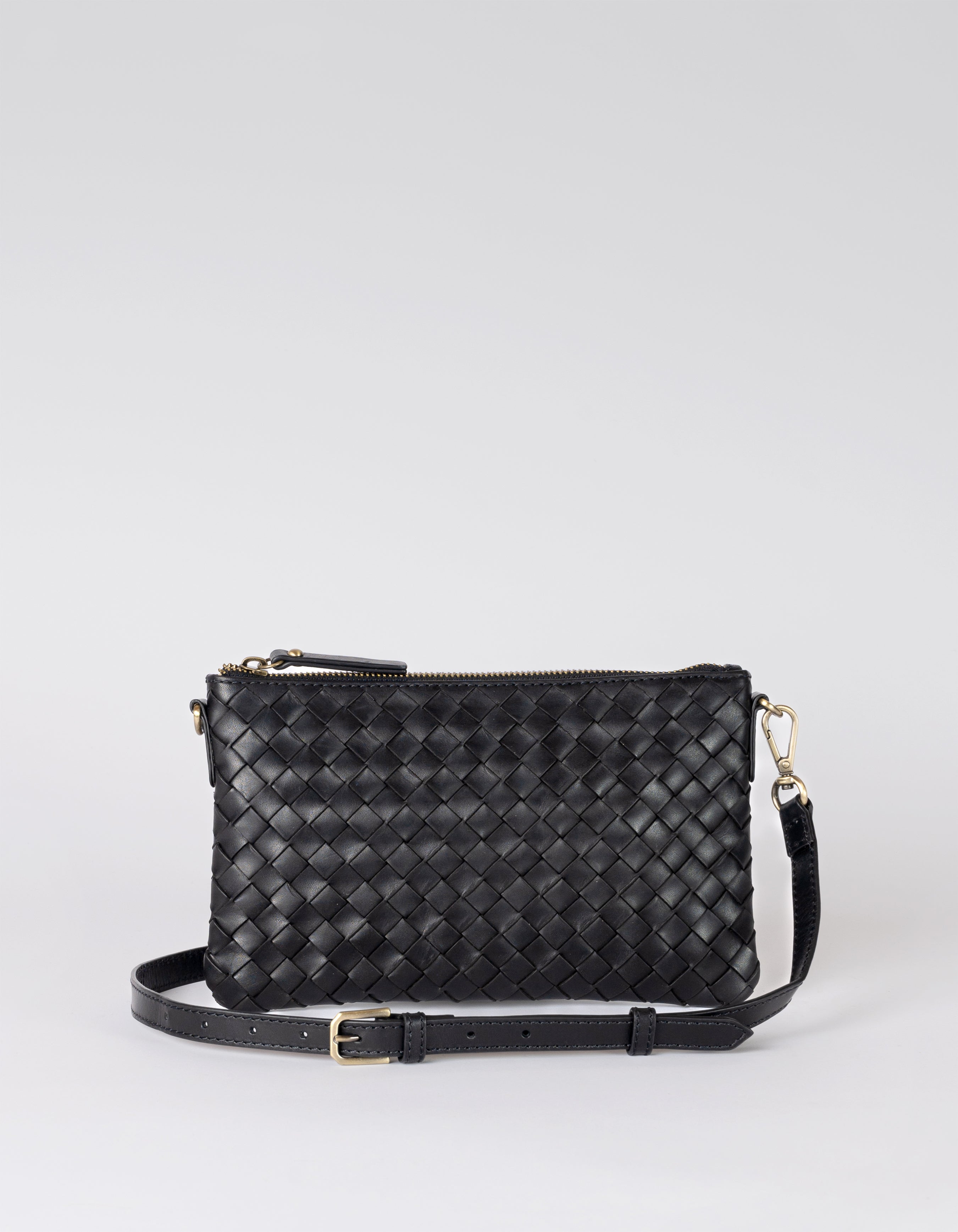 Black woven best sale leather handbag