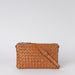 Lexi bag in cognac woven classic leather, front image with strap