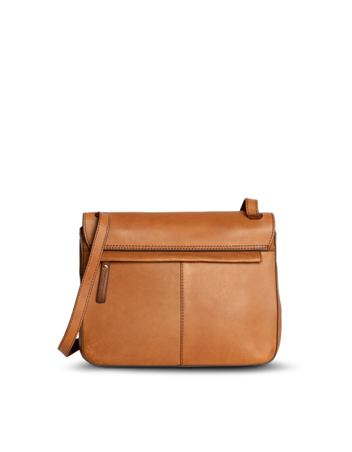 Lucy in cognac classic leather. Crossbody handbag. Back product image.