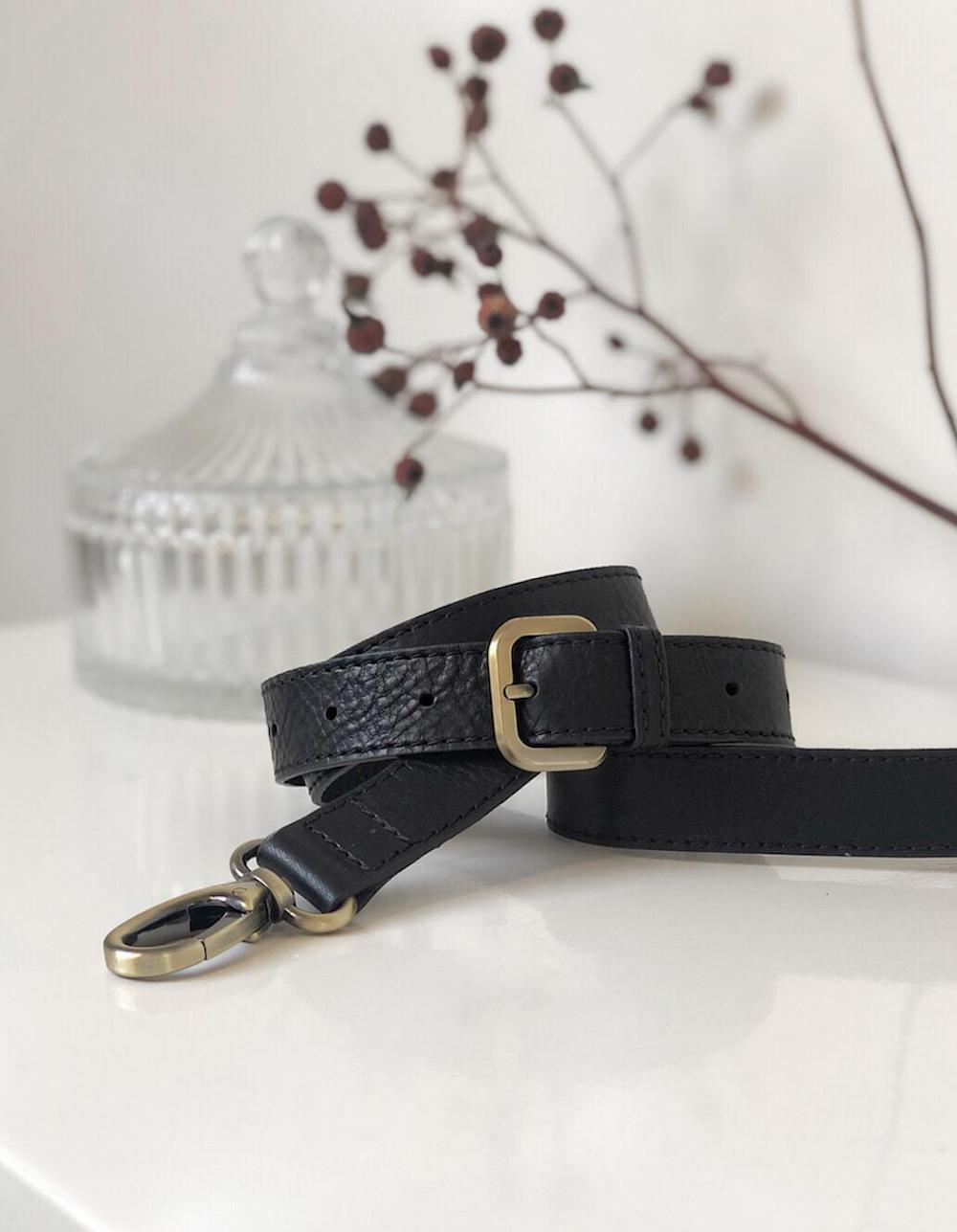 Black Leather crossbody Strap - product image